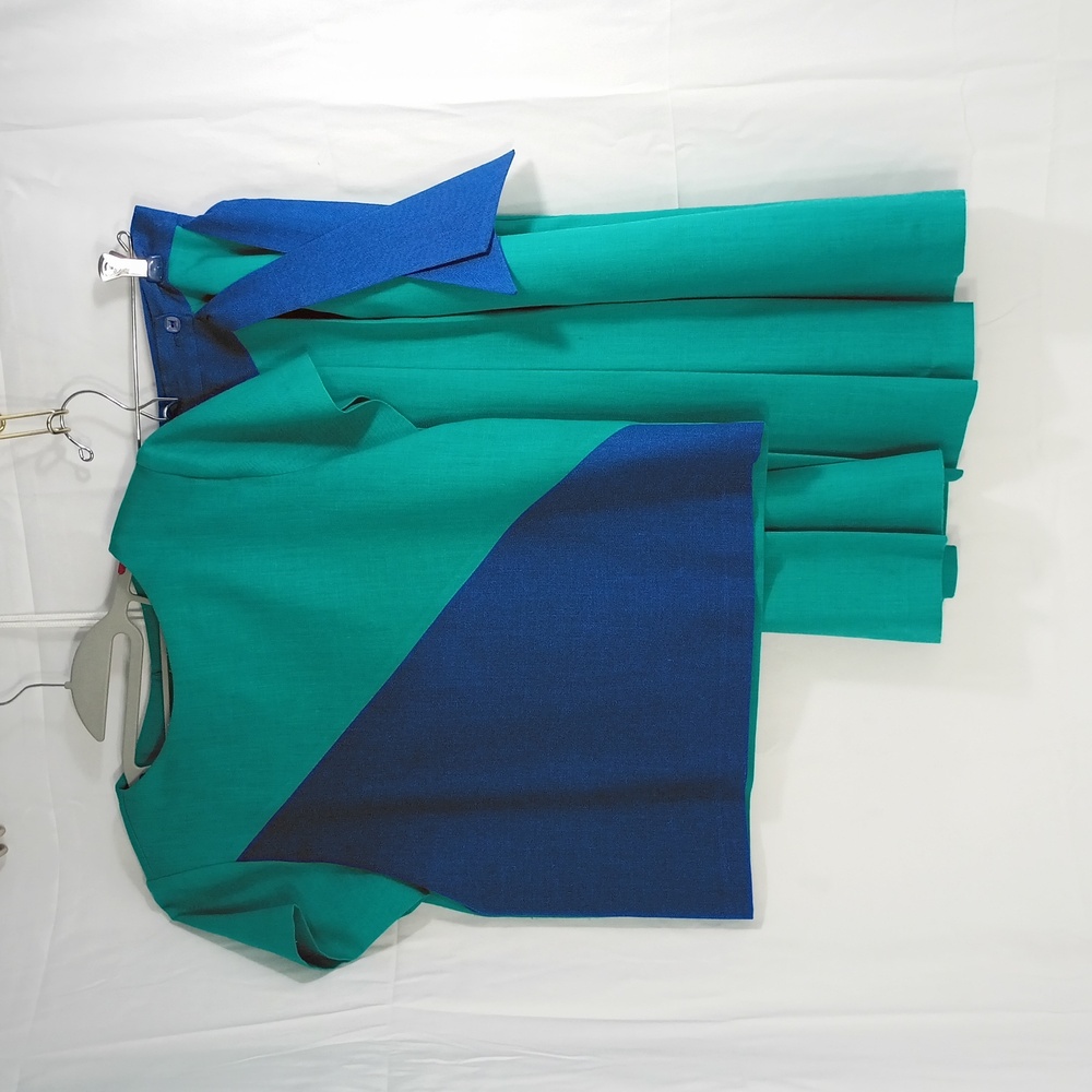 Elegant Teal and Navy Women's Skirt Set